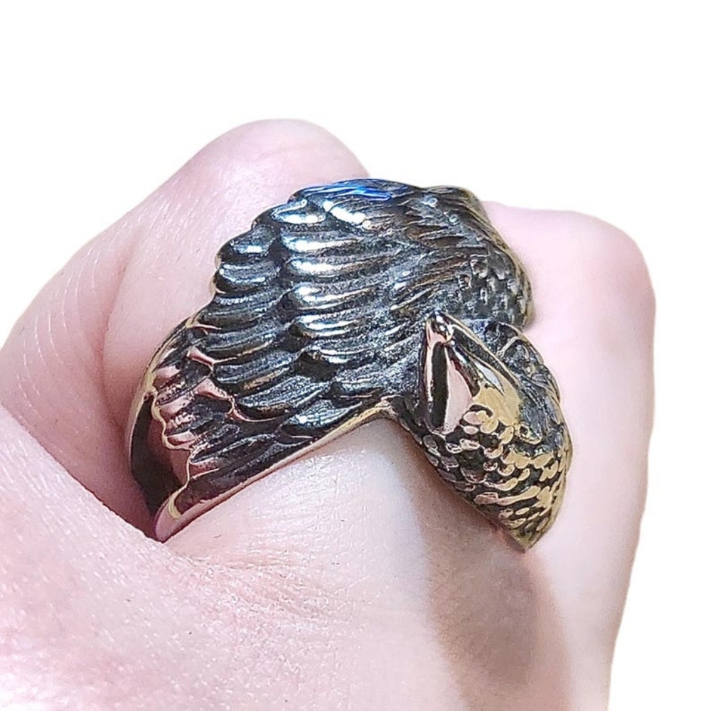 Viking Raven Ring Hugin and Munin Odin's Raven Ring Viking Twin  Stainless Steel - Picture 8 of 10